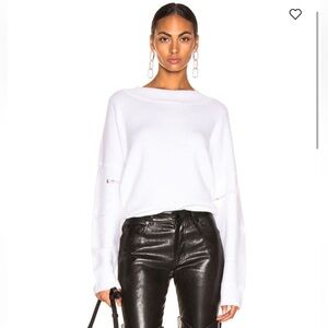 RtA Liam Distressed Oversized Knit Sweater Size Small in Ghost White